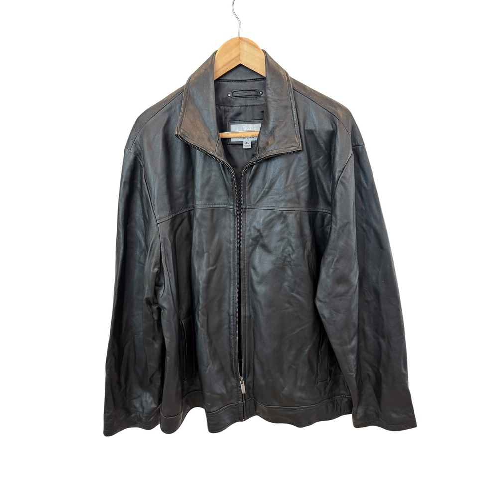 Wilsons Mens XL Leather Jacket Full Zip Brown Coat Outerwear Classic m. Julian